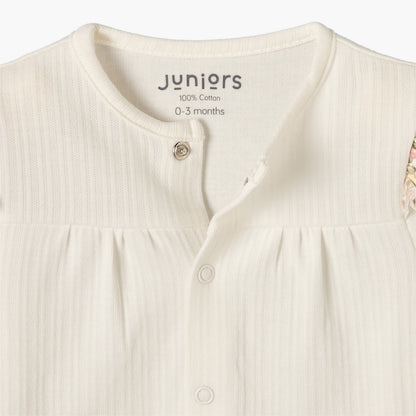 Juniors Cotton Round Neck Long Sleeves Pyjama Set with Floral Print