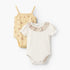 Set of 2 Juniors Round Neck Bodysuit with Floral Print - Yellow / 12-18 mths