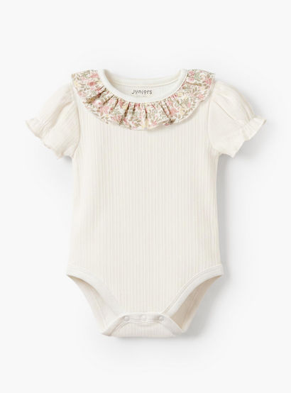 Set of 2 Juniors Round Neck Bodysuit with Floral Print-baby-boys-clothing-bodysuits-image-3