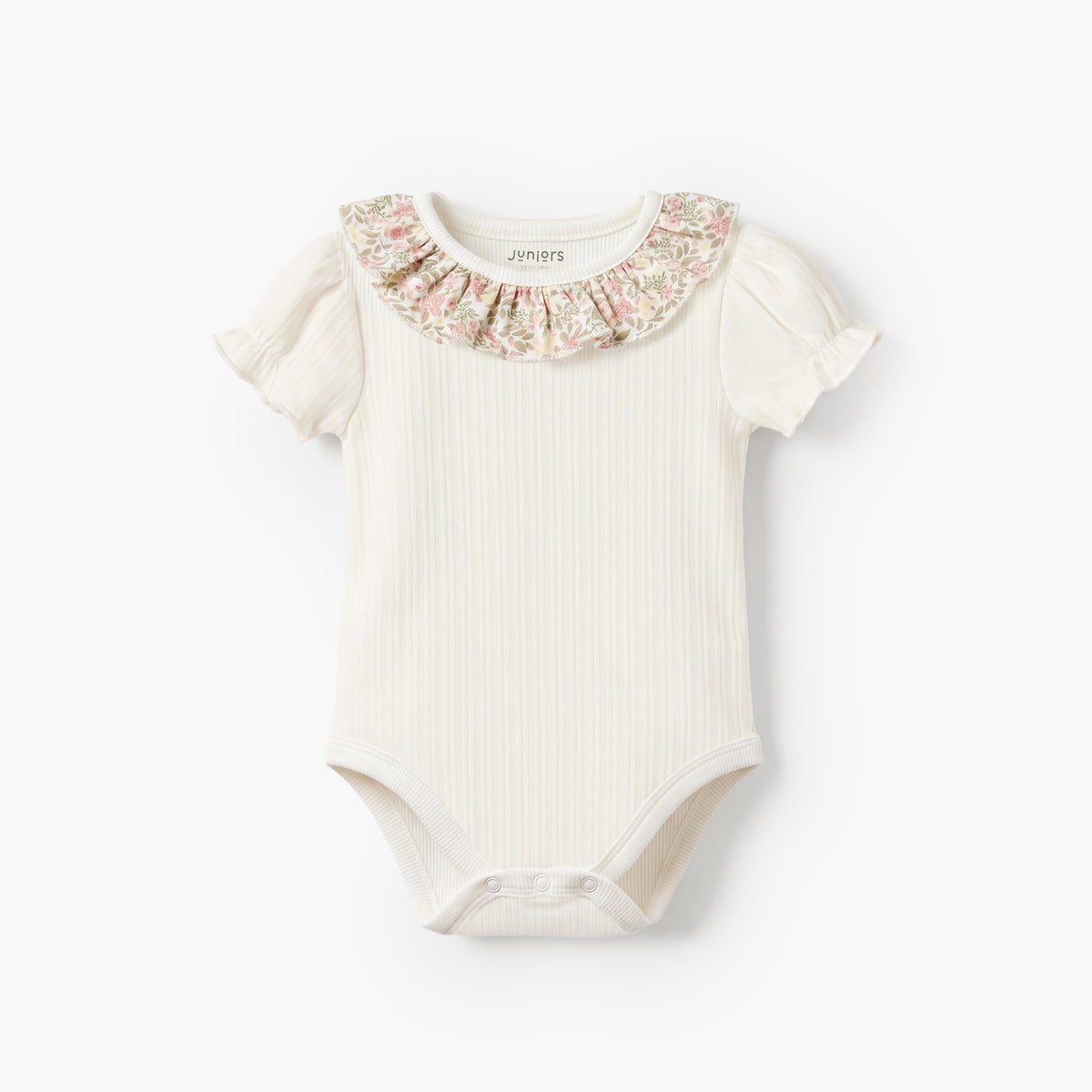 Set of 2 Juniors Round Neck Bodysuit with Floral Print