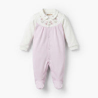 Giggles Collared Long Sleeves Sleepsuit with Floral Embroidery-undefined-image-1