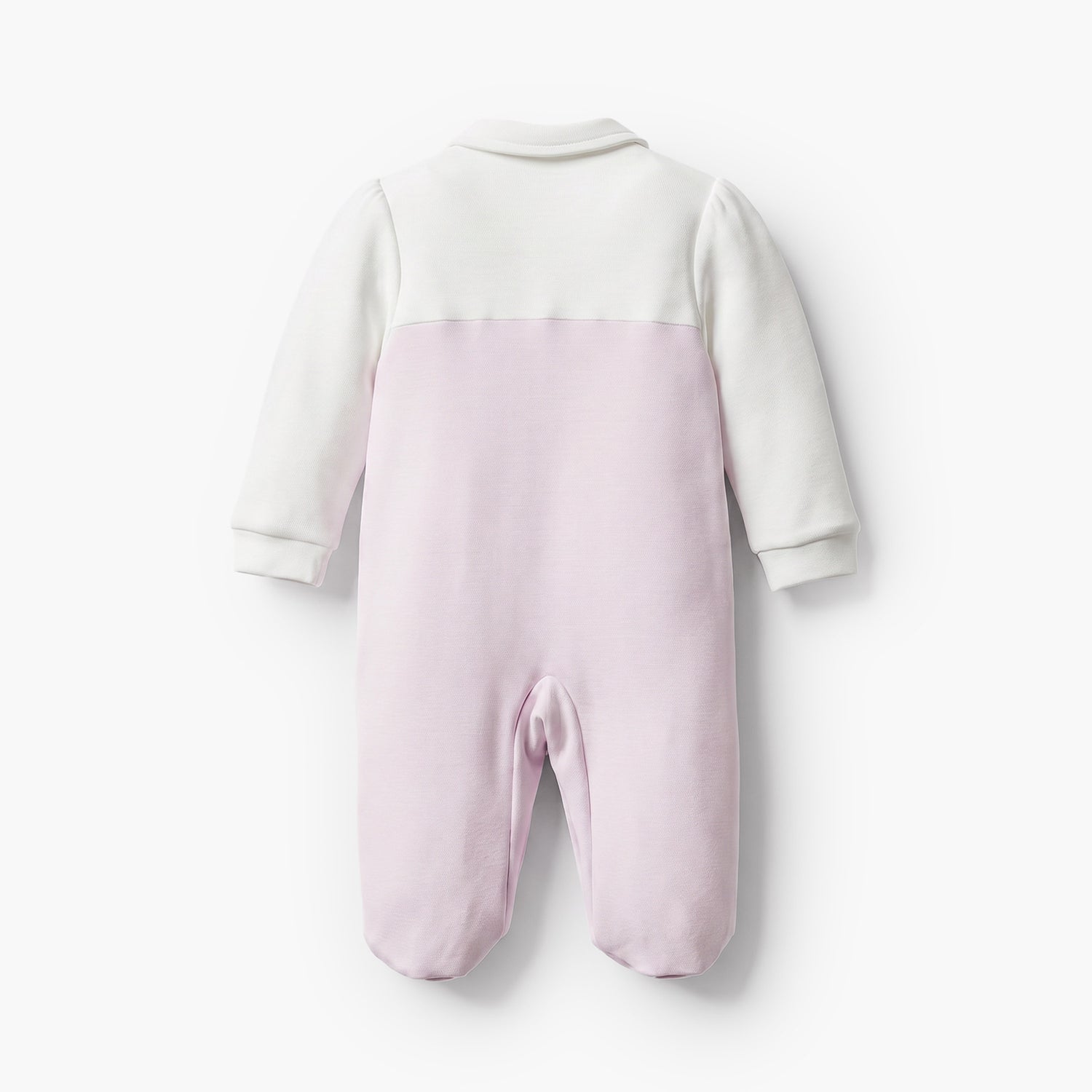 Giggles Collared Long Sleeves Sleepsuit with Floral Embroidery