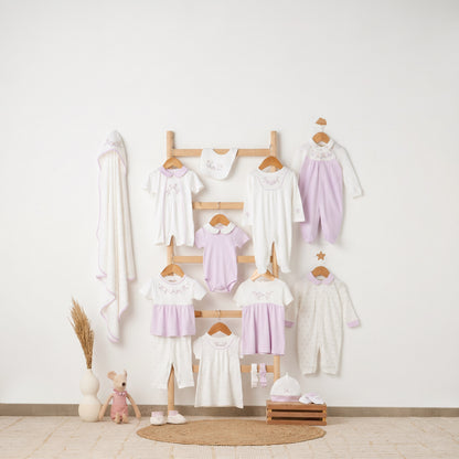 Giggles Collared Long Sleeves Sleepsuit with Floral Embroidery