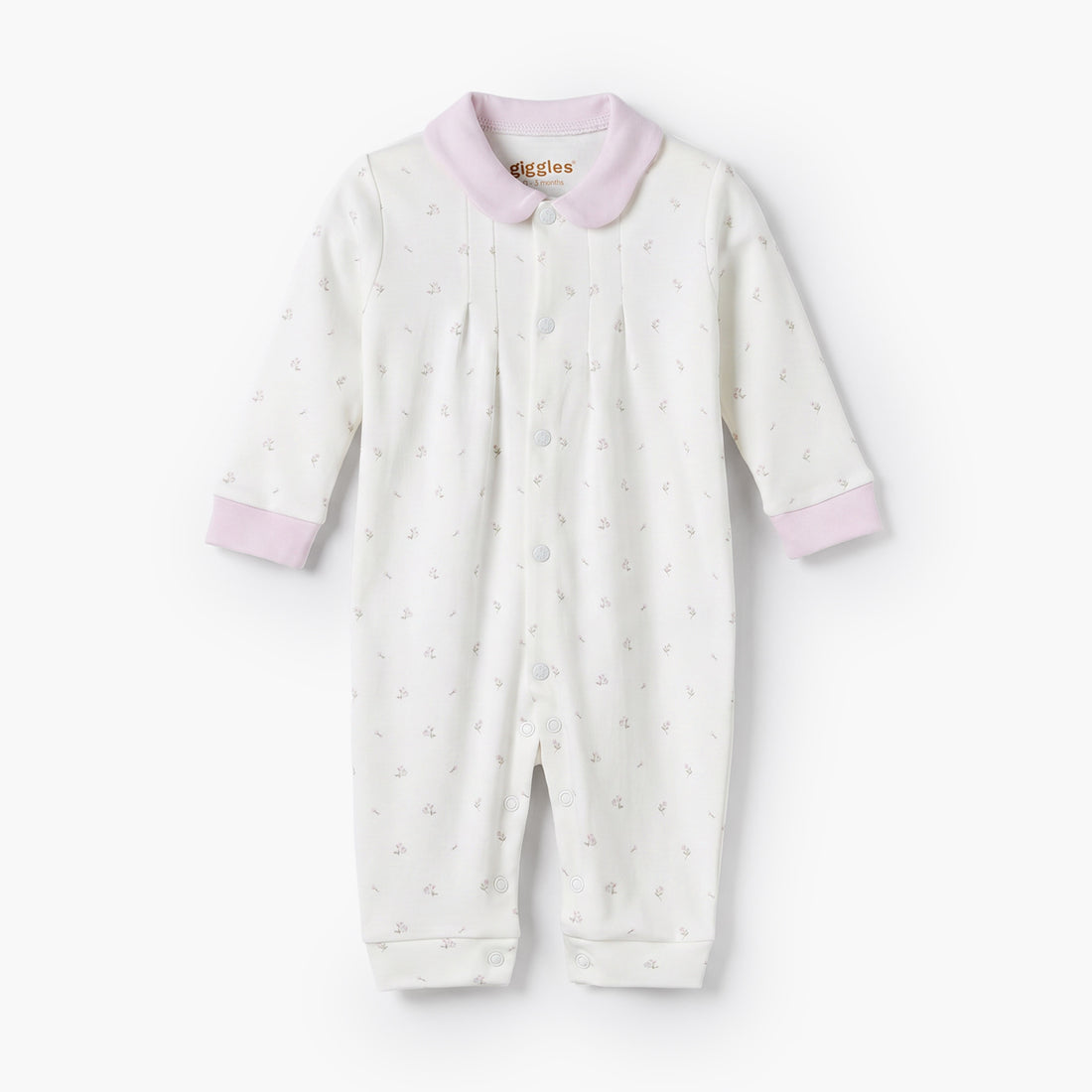 Giggles Collared Long Sleeves Sleepsuit with Floral Print
