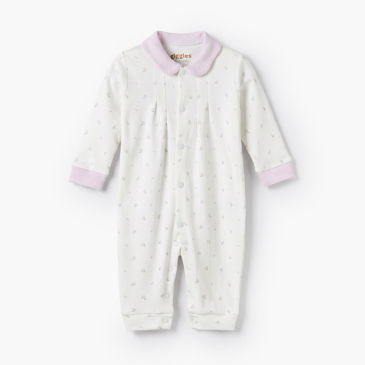 Giggles Collared Long Sleeves Sleepsuit with Floral Print
