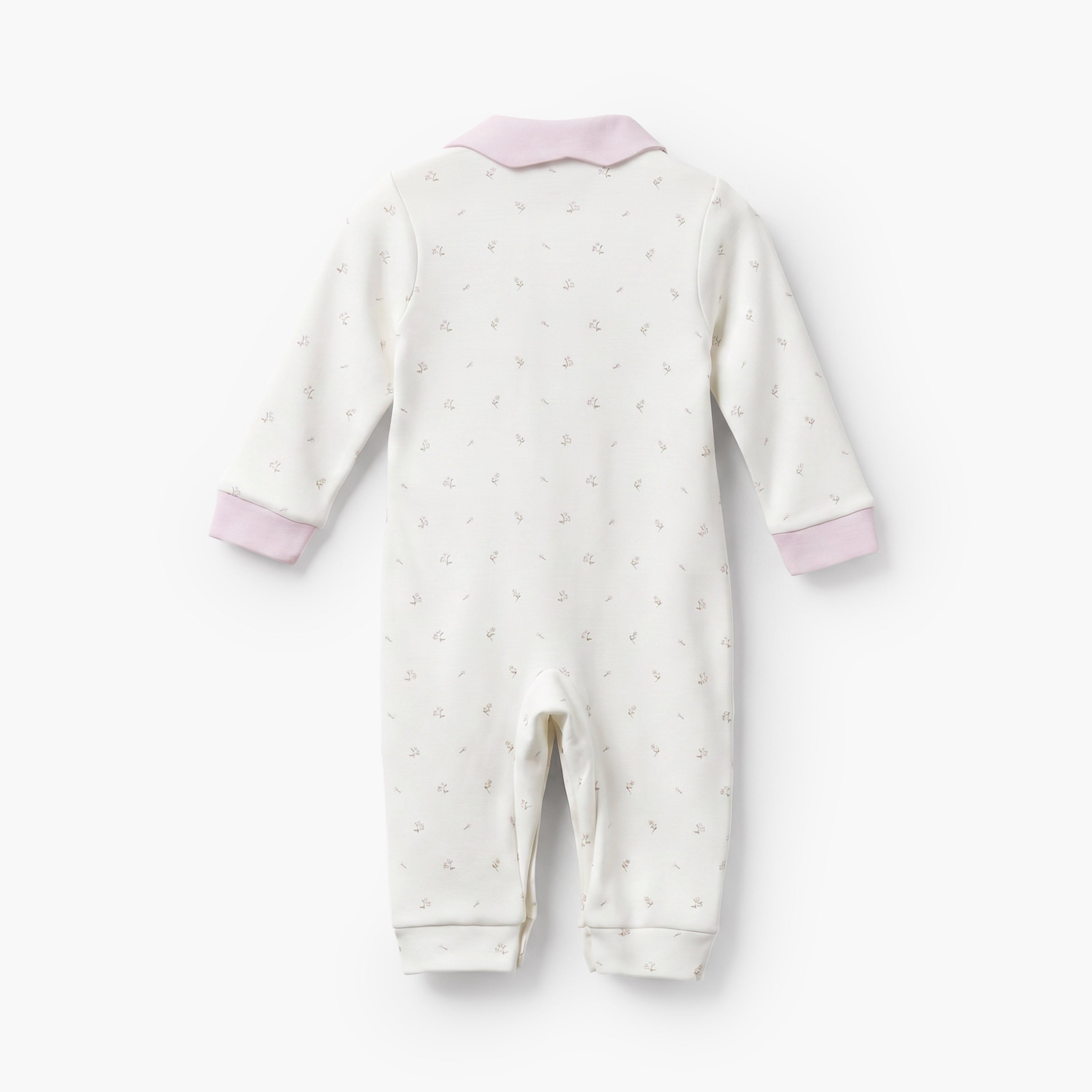 Giggles Collared Long Sleeves Sleepsuit with Floral Print