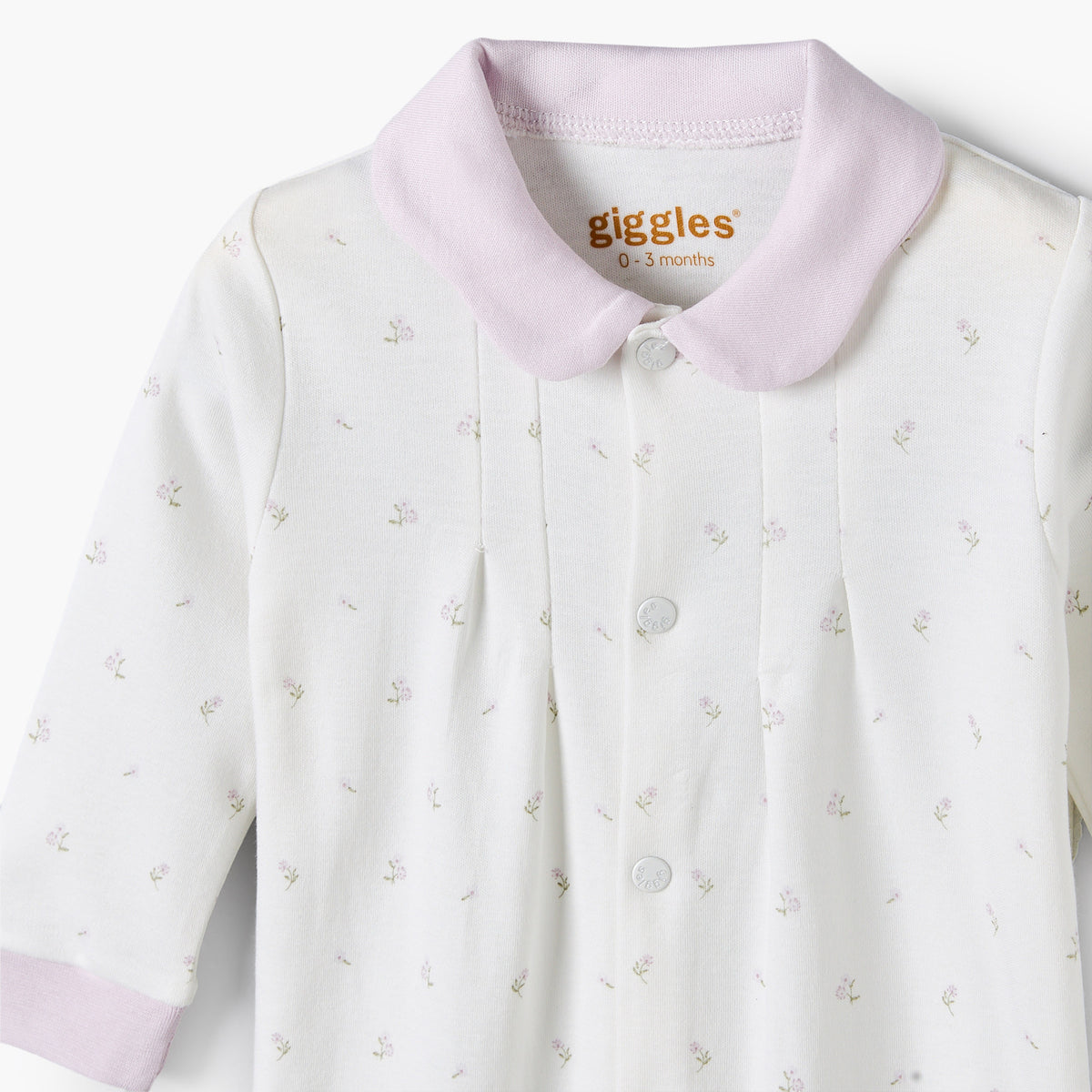 Giggles Collared Long Sleeves Sleepsuit with Floral Print