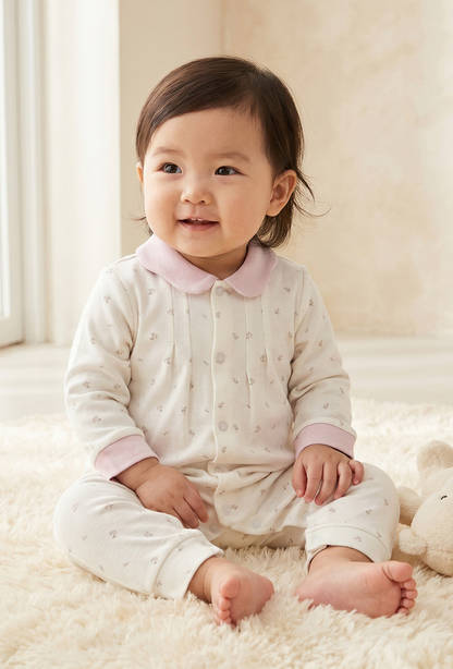 Giggles Collared Long Sleeves Sleepsuit with Floral Print-undefined-image-1