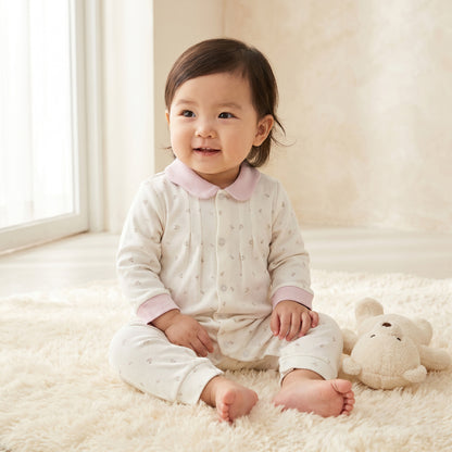 Giggles Collared Long Sleeves Sleepsuit with Floral Print