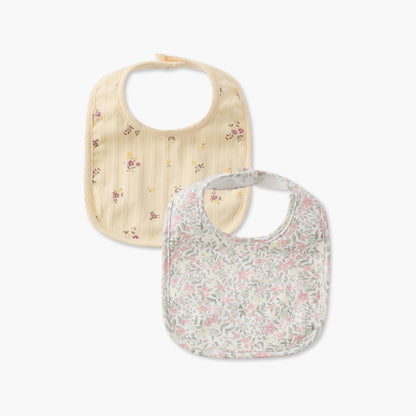 Pack of 2 Juniors Baby Bib with Floral Print - Yellow