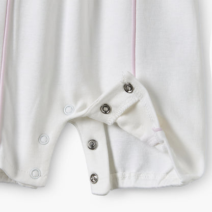Giggles Peter Pan Collar Short Sleeves Romper with Floral Embroidery