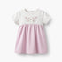 Giggles Round Neck Short Sleeves Knee Length A-line Dress with Floral Embroidery - Purple / 12-18 mths
