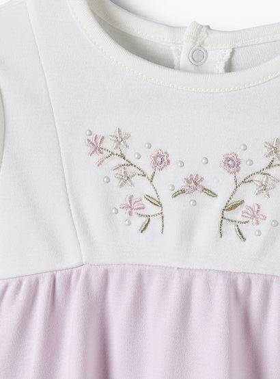 Giggles Round Neck Short Sleeves Knee Length A-line Dress with Floral Embroidery-baby-girls-clothing-dressesandjumpsuits-image-4