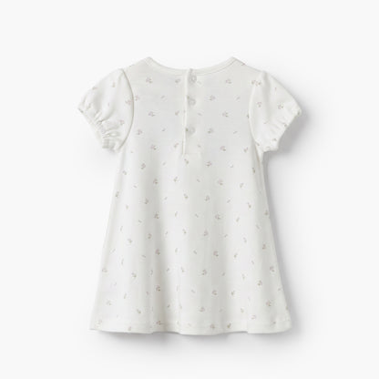 Giggles Round Neck Short Sleeves Knee Length A-line Dress with Floral Print