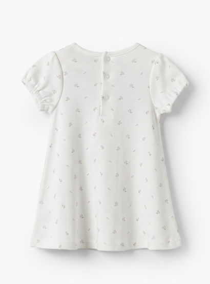 Giggles Round Neck Short Sleeves Knee Length A-line Dress with Floral Print-baby-girls-clothing-dressesandjumpsuits-image-3