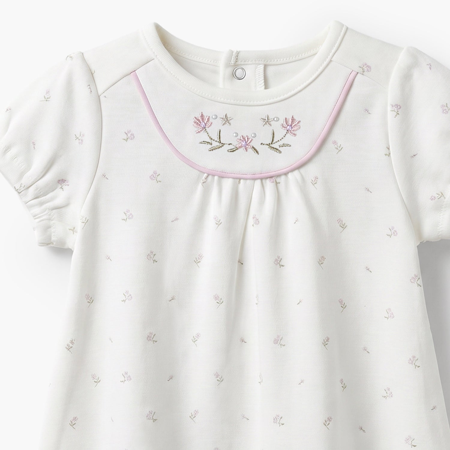 Giggles Round Neck Short Sleeves Knee Length A-line Dress with Floral Print
