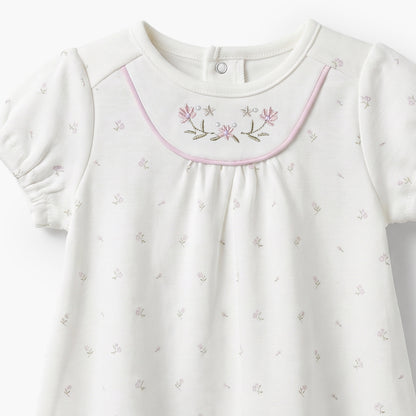 Giggles Round Neck Short Sleeves Knee Length A-line Dress with Floral Print