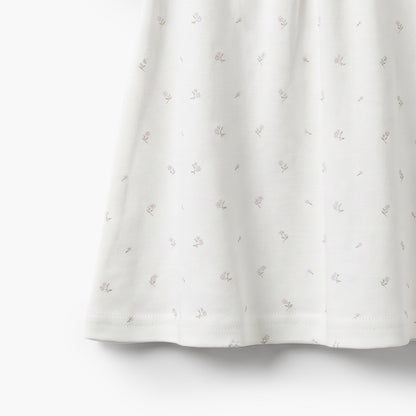 Giggles Round Neck Short Sleeves Knee Length A-line Dress with Floral Print