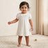 Giggles Round Neck Short Sleeves Knee Length A-line Dress with Floral Print - White / 12-18 mths