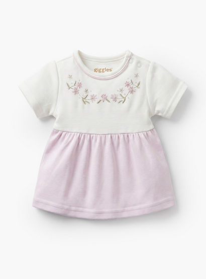 Giggles Round Neck Short Sleeves Pyjama Set with Floral Print-baby-girls-clothing-nightwear-pyjamasets-image-3