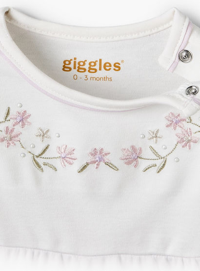 Giggles Round Neck Short Sleeves Pyjama Set with Floral Print-baby-girls-clothing-nightwear-pyjamasets-image-8