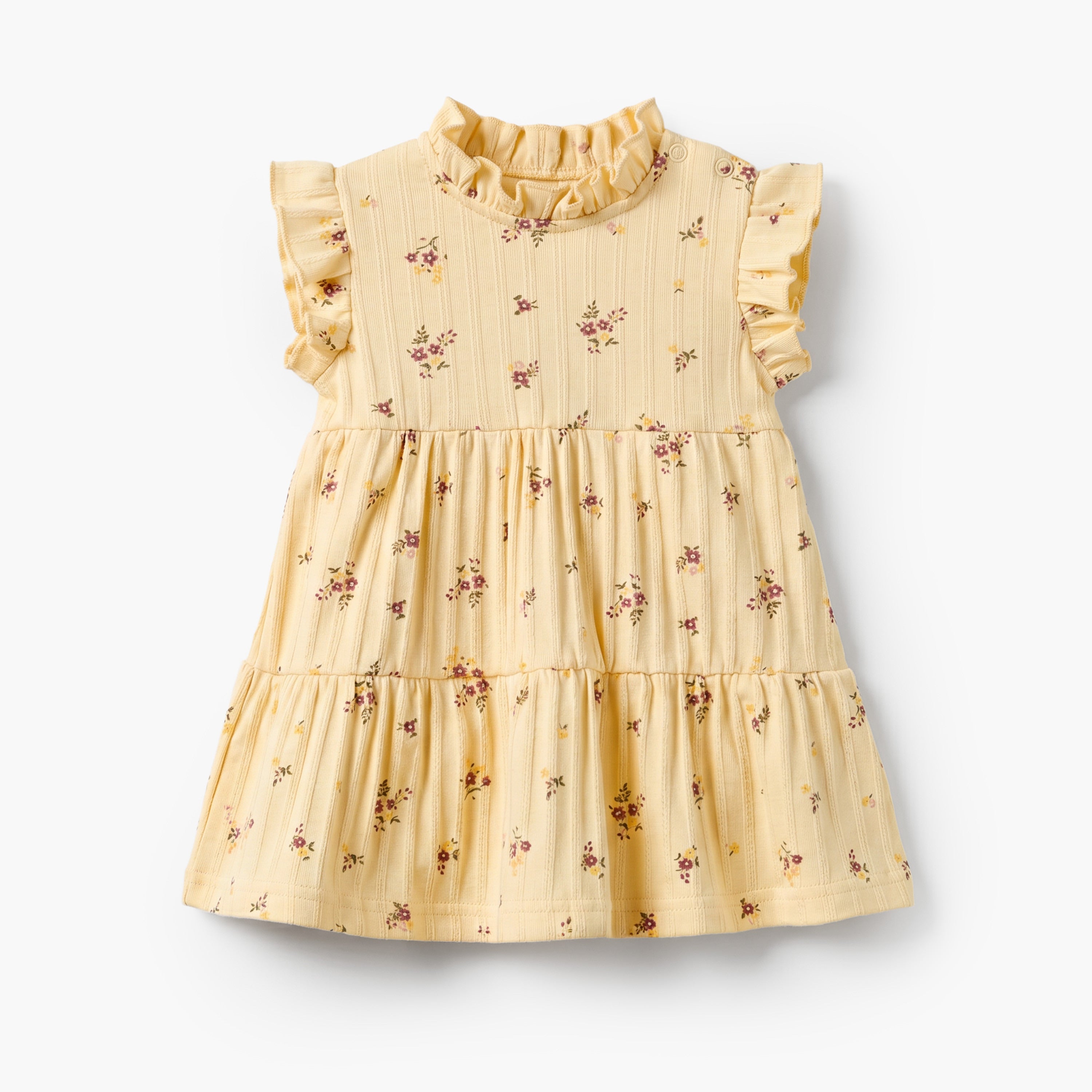 Juniors High Neck Sleeveless Knee Length A-Line Dress with Floral Print