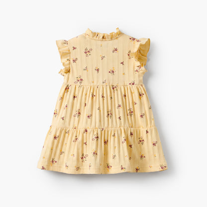 Juniors High Neck Sleeveless Knee Length A-Line Dress with Floral Print