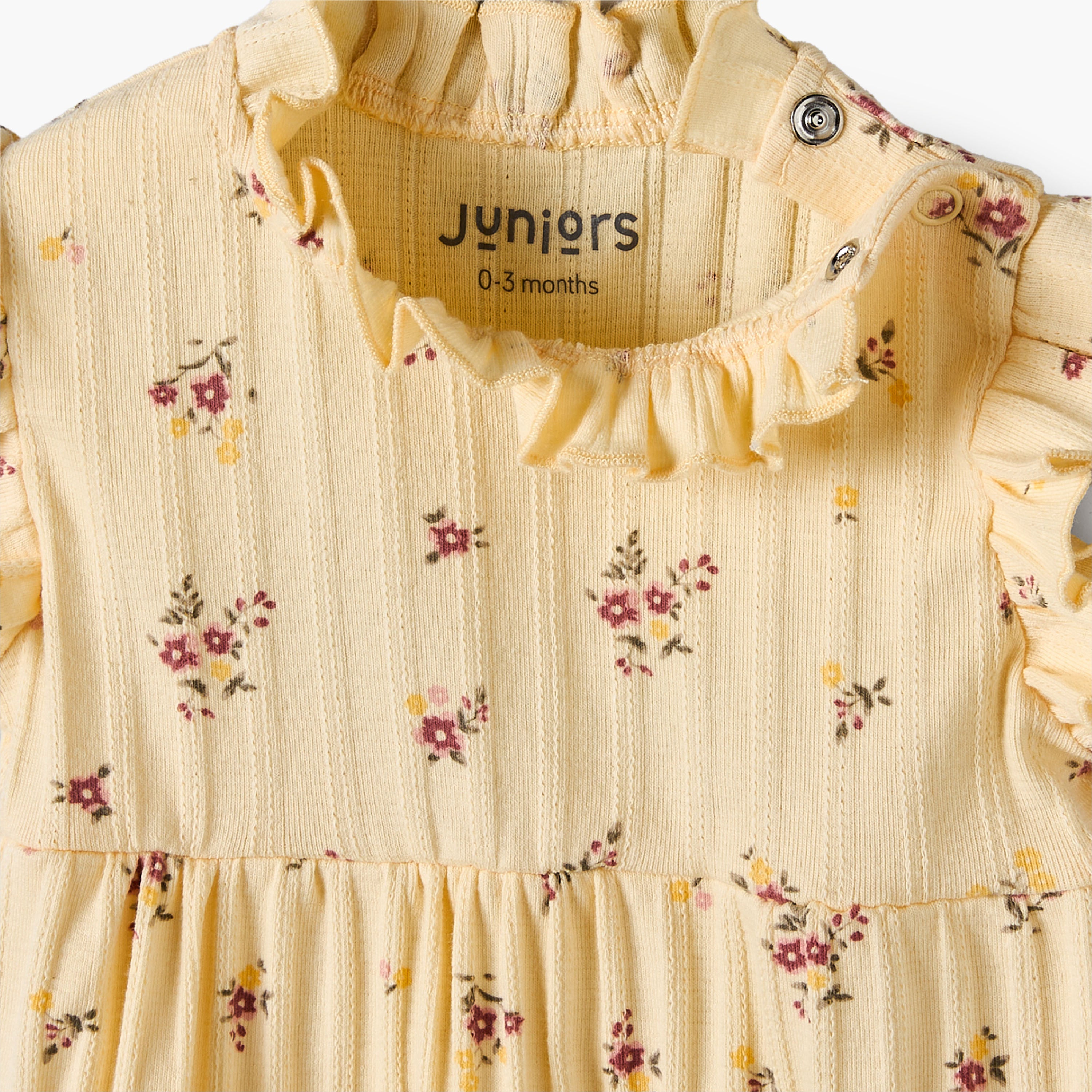 Juniors High Neck Sleeveless Knee Length A-Line Dress with Floral Print