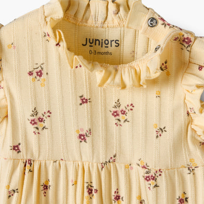 Juniors High Neck Sleeveless Knee Length A-Line Dress with Floral Print