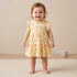 Juniors High Neck Sleeveless Knee Length A-Line Dress with Floral Print - Yellow / 12-18 mths