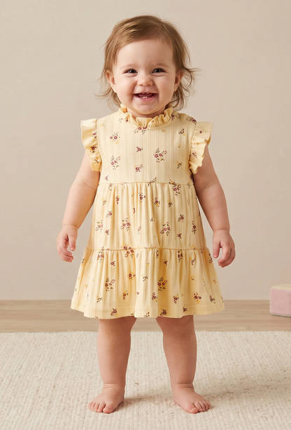 Juniors High Neck Sleeveless Knee Length A-Line Dress with Floral Print-undefined-image-1