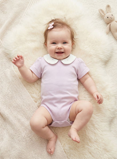 Giggles Cotton Peter Pan Collar Short Sleeves Bodysuit with Floral Print-baby-girls-clothing-bodysuits-image-2