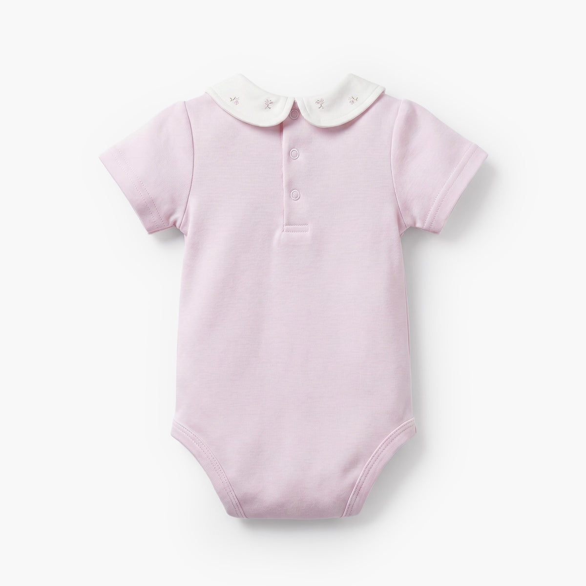 Giggles Cotton Peter Pan Collar Short Sleeves Bodysuit with Floral Print