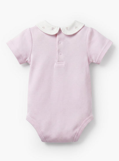Giggles Cotton Peter Pan Collar Short Sleeves Bodysuit with Floral Print-baby-girls-clothing-bodysuits-image-3