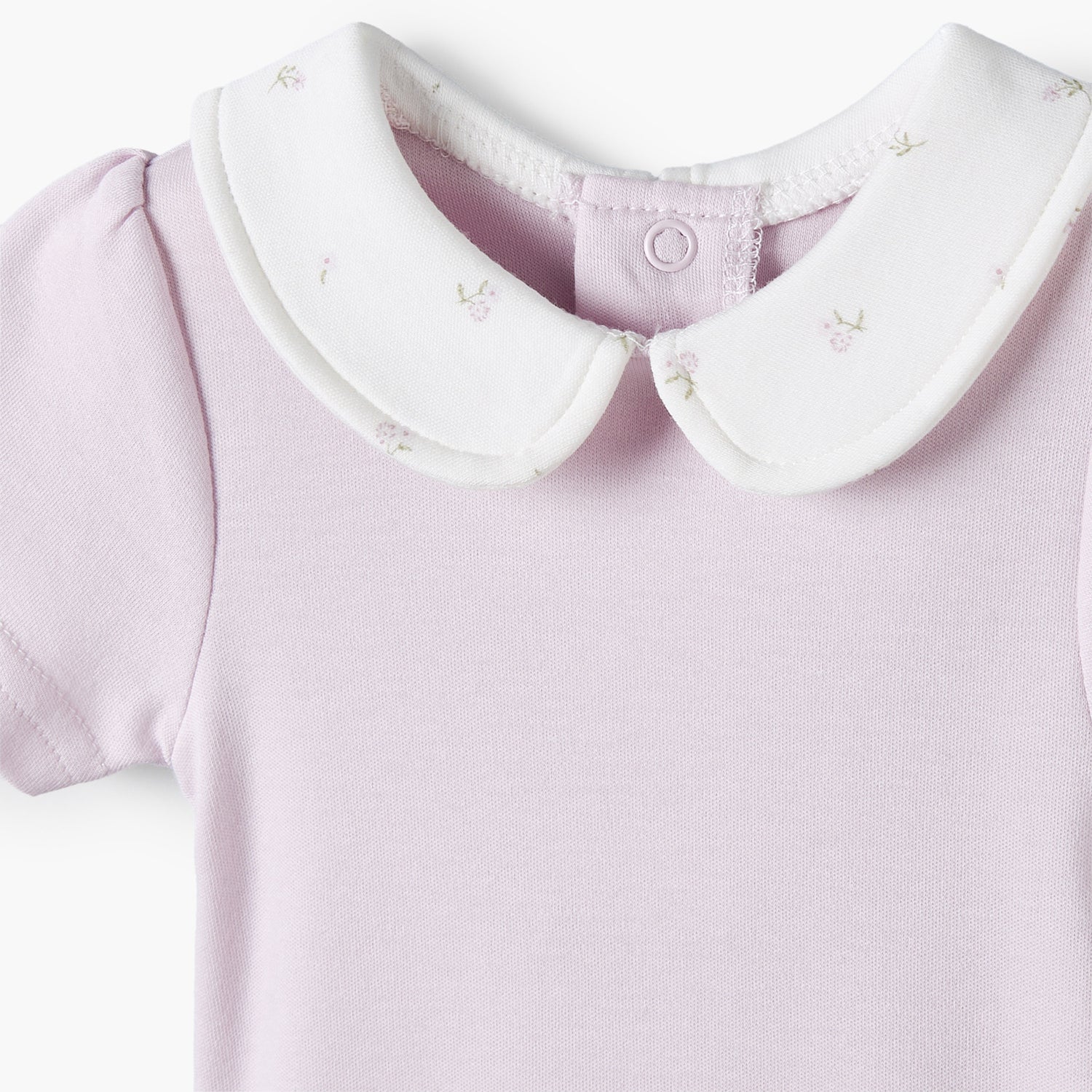 Giggles Cotton Peter Pan Collar Short Sleeves Bodysuit with Floral Print