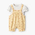 Juniors Crew Neck Short Sleeves T-shirt and Dungaree Set with Floral Print - Yellow / 12-18 mths