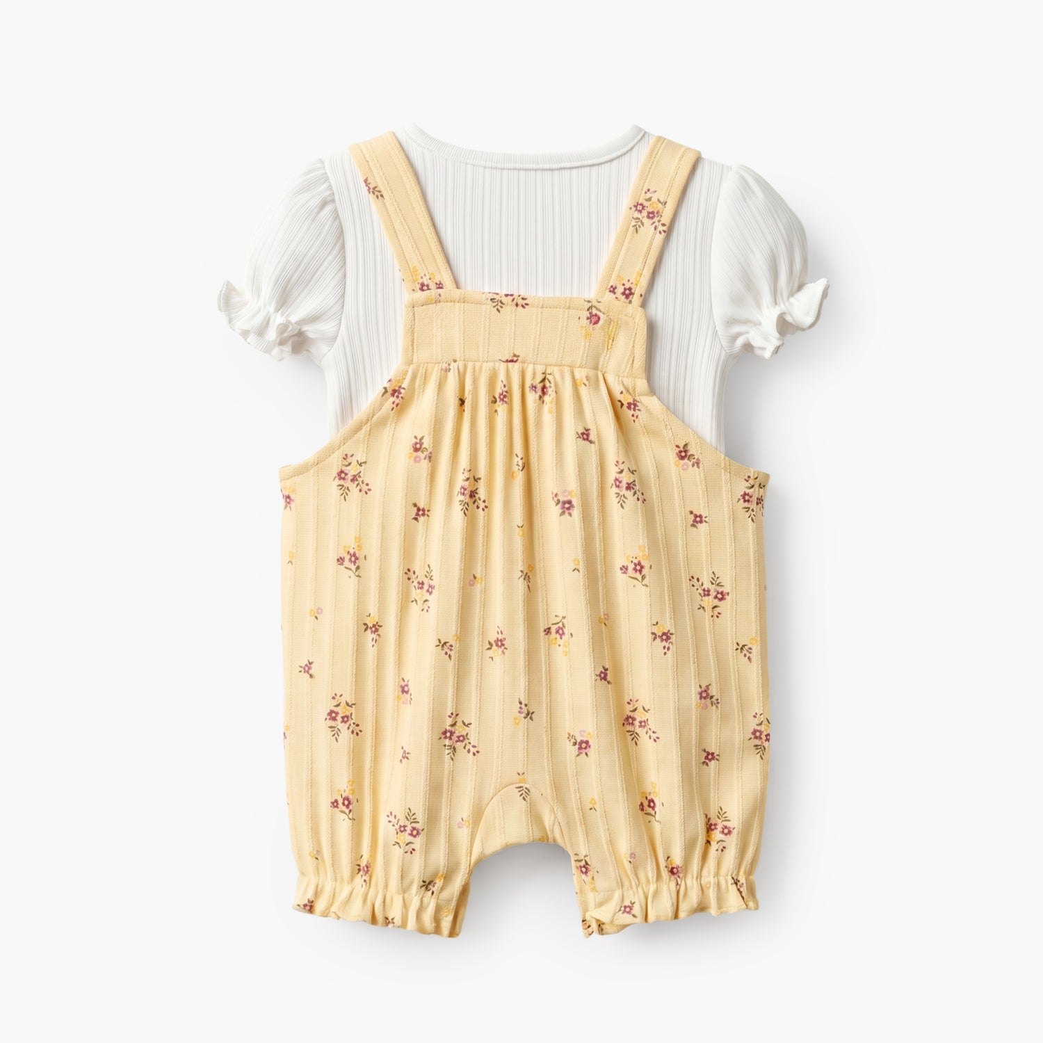 Juniors Crew Neck Short Sleeves T-shirt and Dungaree Set with Floral Print
