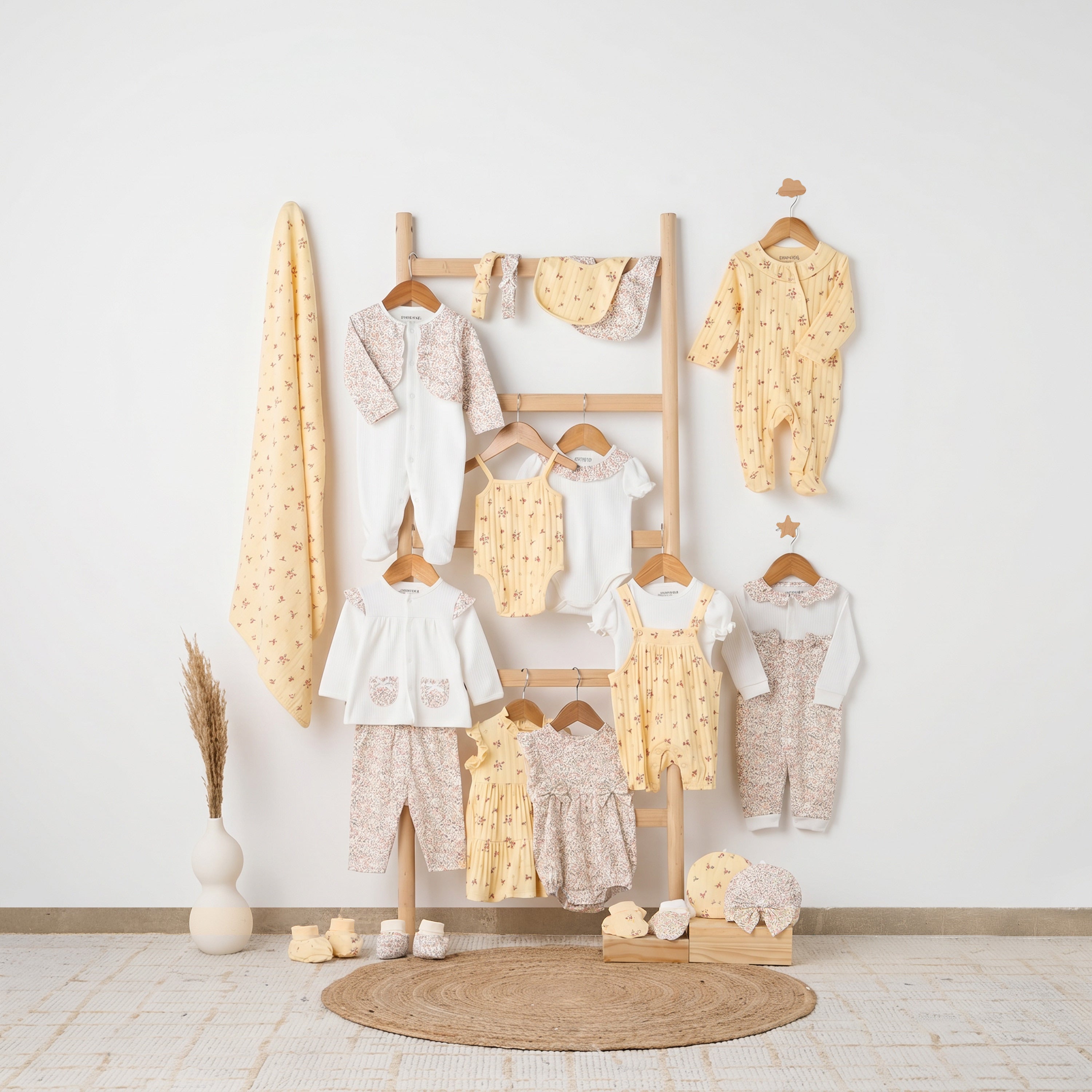 Juniors Crew Neck Short Sleeves T-shirt and Dungaree Set with Floral Print