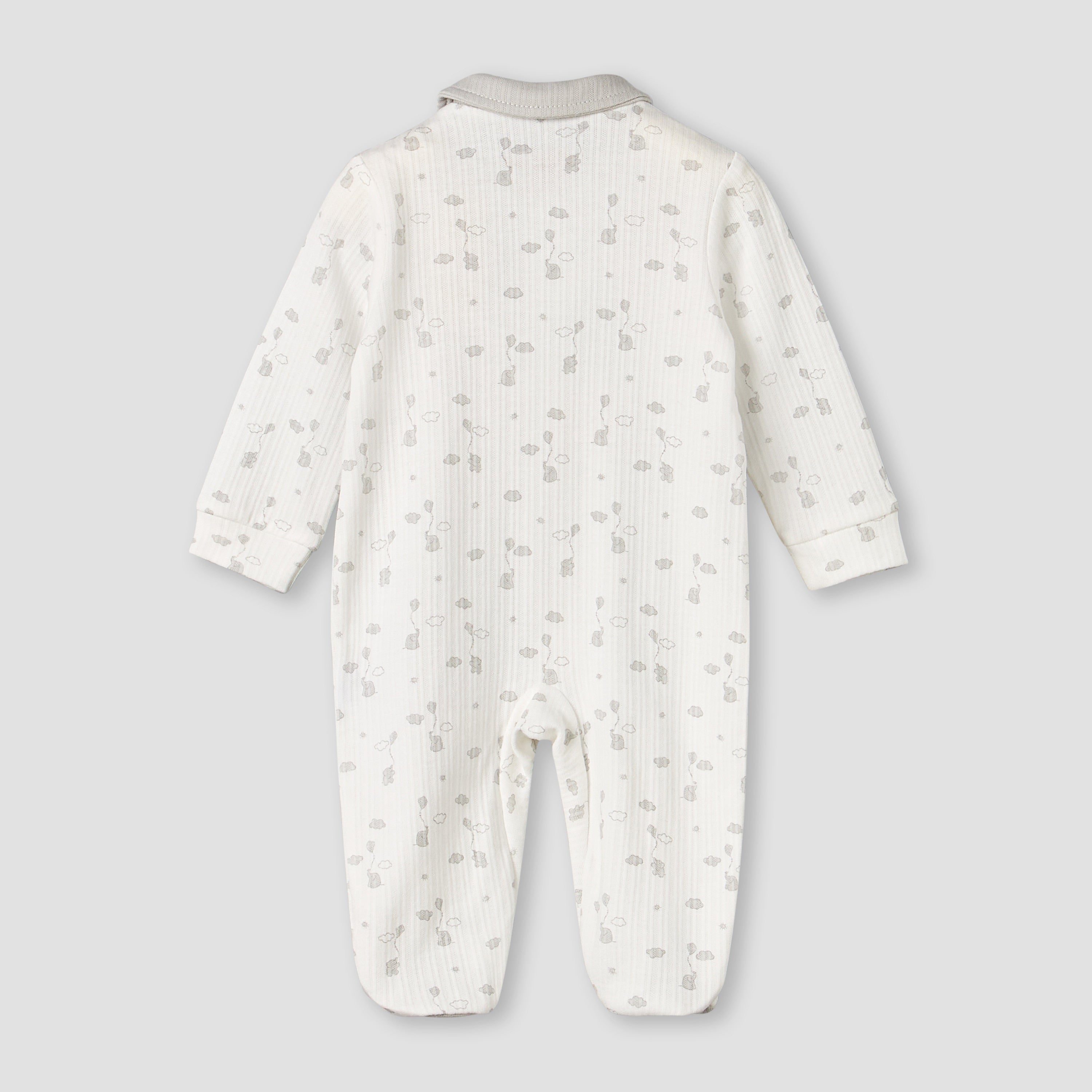 Giggles Cotton Collared Long Sleeves Sleepsuit with Print