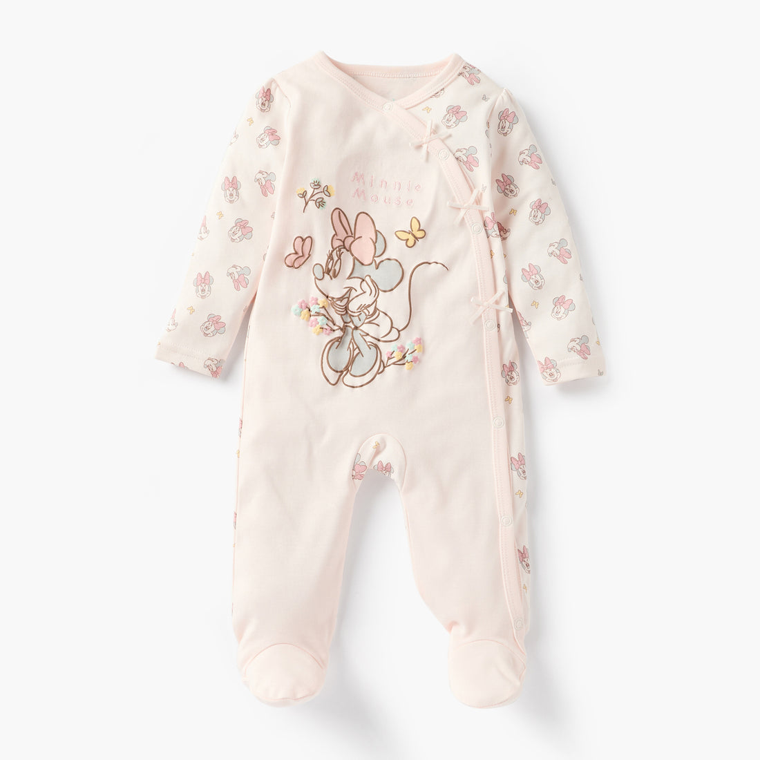 Disney Minnie Mouse Print Closed Foot Sleepsuit with Long Sleeves - Pink / 9-12 mths