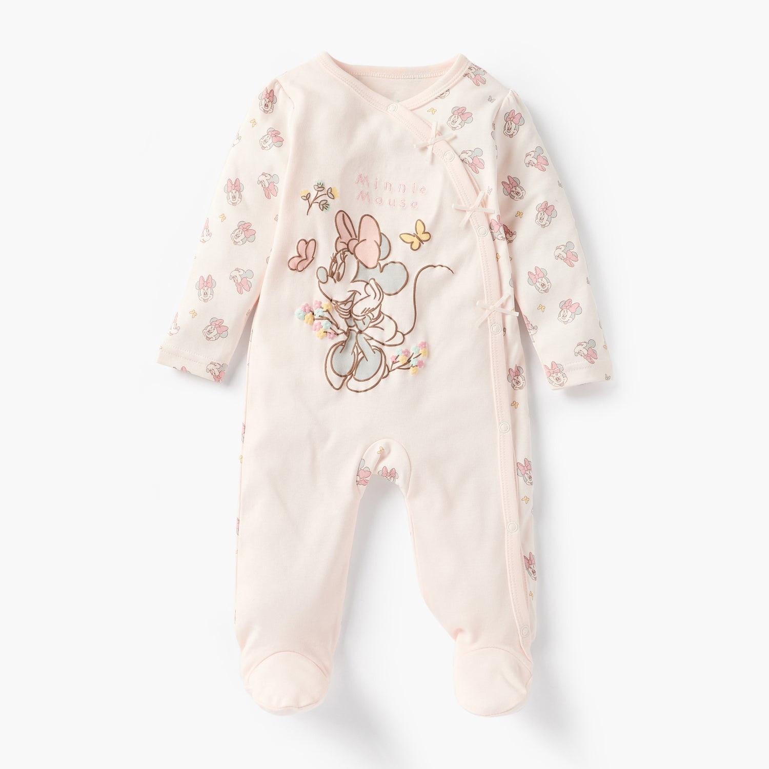 Disney Minnie Mouse Print Closed Foot Sleepsuit with Long Sleeves - Pink / 9-12 mths