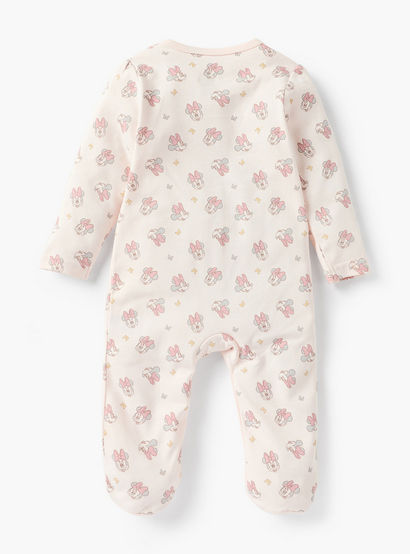 Disney Minnie Mouse Print Closed Foot Sleepsuit with Long Sleeves-baby-girls-clothing-nightwear-sleepsuits-image-2