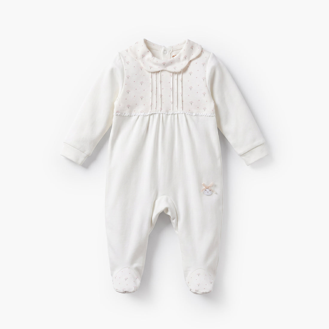 Giggles Supima Cotton Collared Long Sleeves Sleepsuit with Floral Print