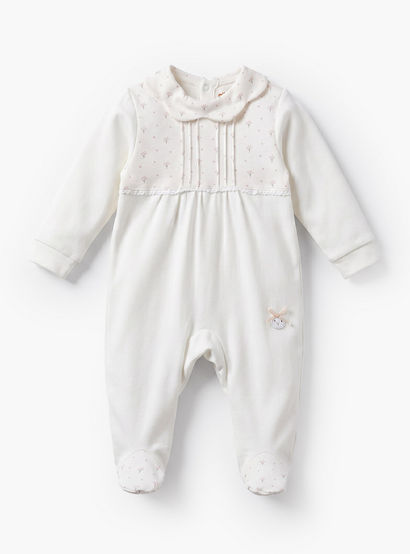 Giggles Supima Cotton Collared Long Sleeves Sleepsuit with Floral Print-baby-girls-clothing-nightwear-sleepsuits-image-2