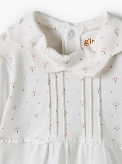 Giggles Supima Cotton Collared Long Sleeves Sleepsuit with Floral Print-baby-girls-clothing-nightwear-sleepsuits-image-4