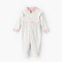 Giggles Supima Cotton Mandarin Collar Long Sleeves Sleepsuit with Floral Print - White / 9-12 mths
