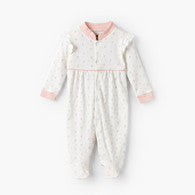 Giggles Supima Cotton Mandarin Collar Long Sleeves Sleepsuit with Floral Print-undefined-image-1
