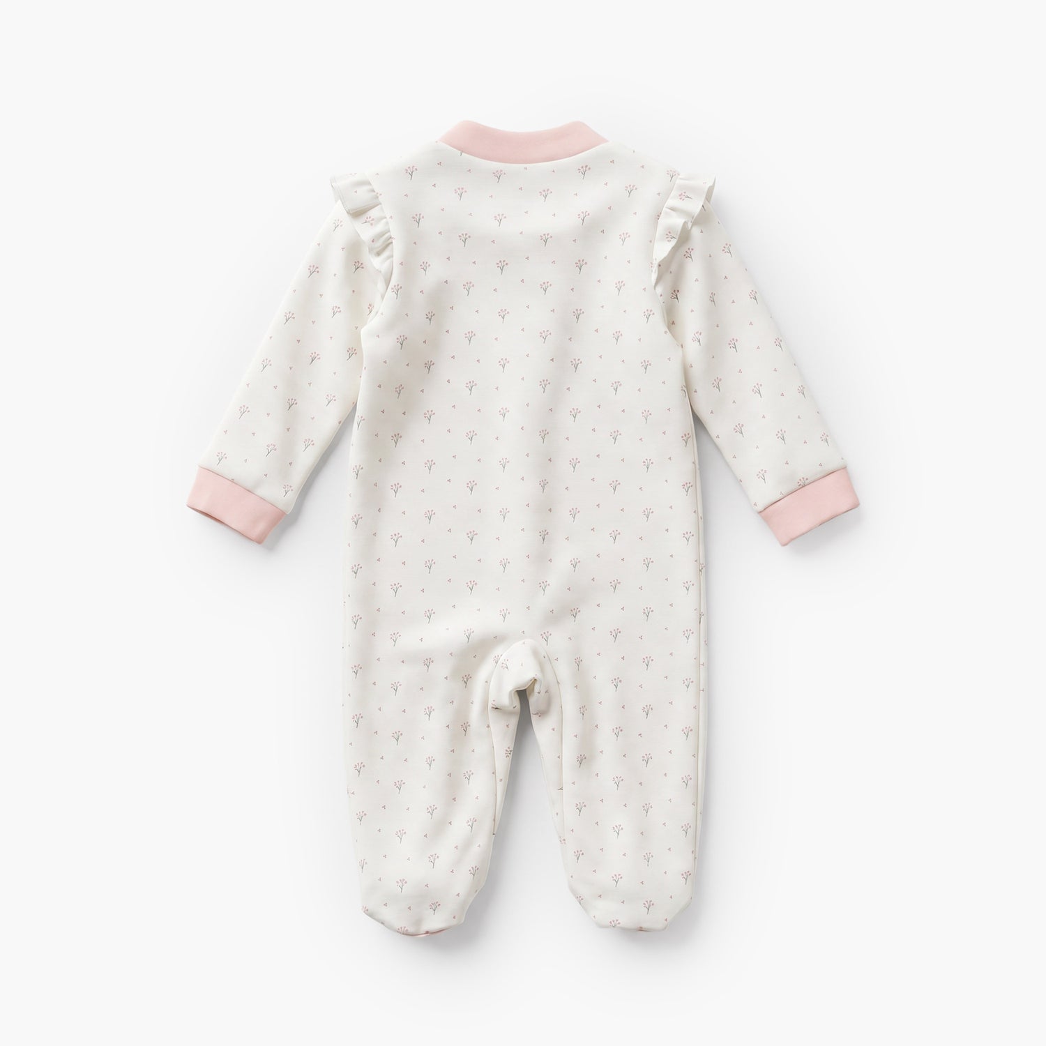 Giggles Supima Cotton Mandarin Collar Long Sleeves Sleepsuit with Floral Print