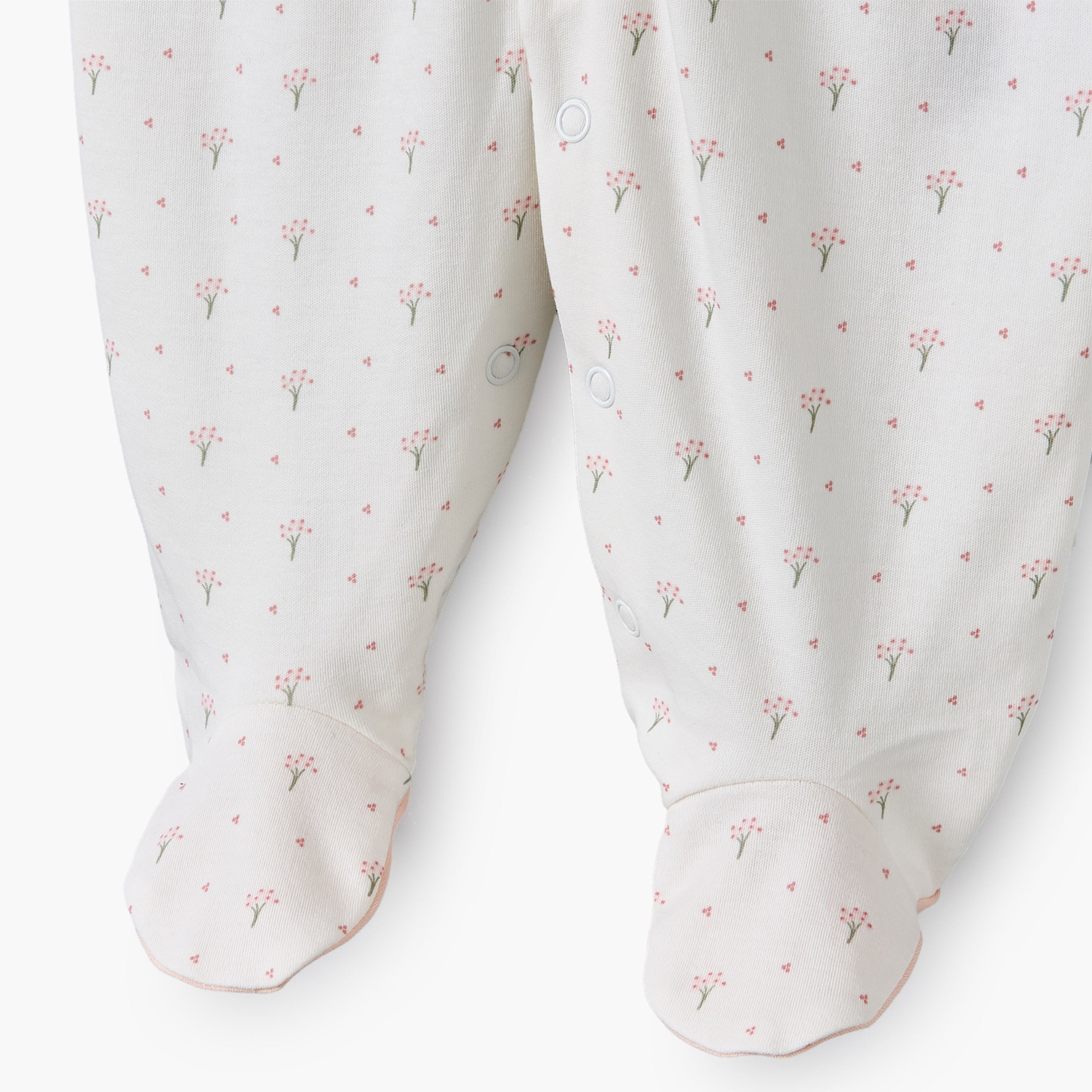 Giggles Supima Cotton Mandarin Collar Long Sleeves Sleepsuit with Floral Print
