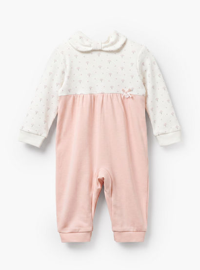Giggles Supima Cotton Collared Long Sleeves Sleepsuit with Floral Print-baby-girls-clothing-nightwear-sleepsuits-image-2